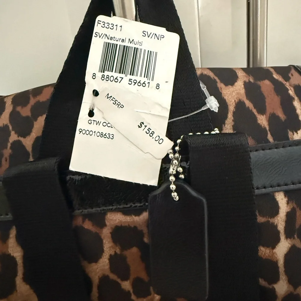 Leopard Print Tote Bag with Black Accents - Picture 2 of 3